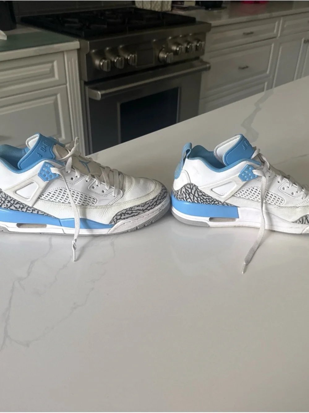 Jordan Kids White and University Blue Elephant Print Sneakers